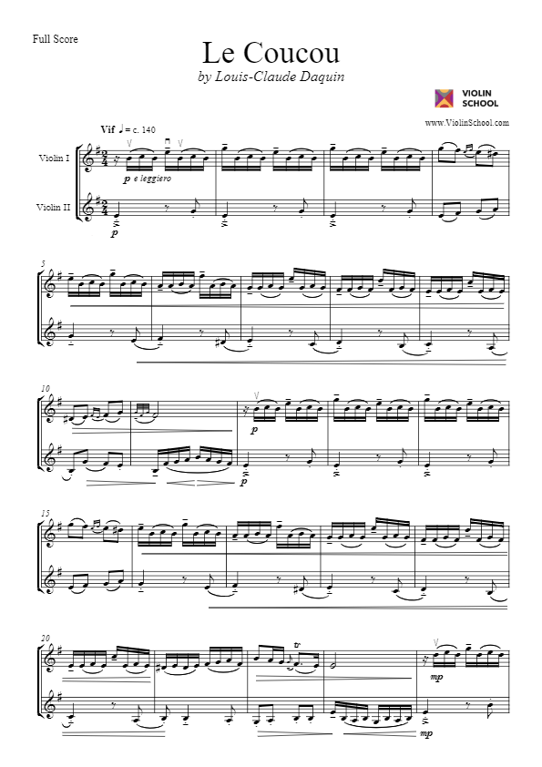 Louis-Claude Daquin Le Coucou (The Cuckoo) Sheet Music in D